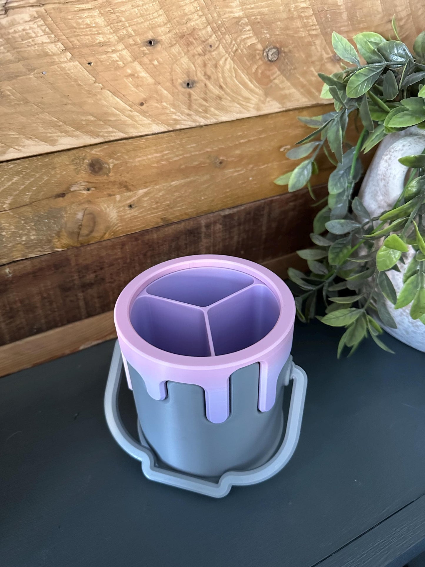 Pencil Holder 3D Printed Paint Bucket Desk Tidy with Dripping Paint Design, Artist Teacher Child Gift, Unique Pen Holder Organizer