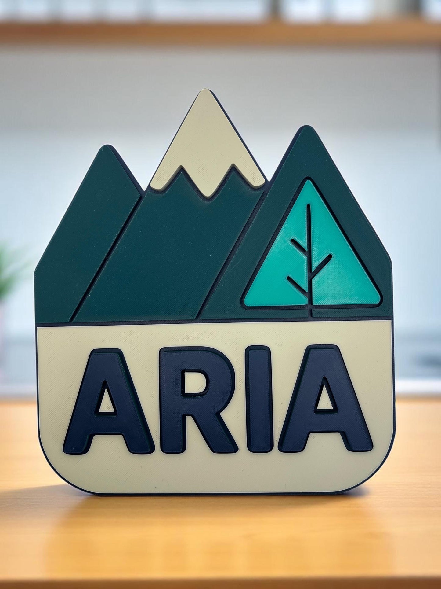 Personalised Scottish Highlands 3D Printed Name Sign - Custom Mountain Wall Decor for Nursery & Office