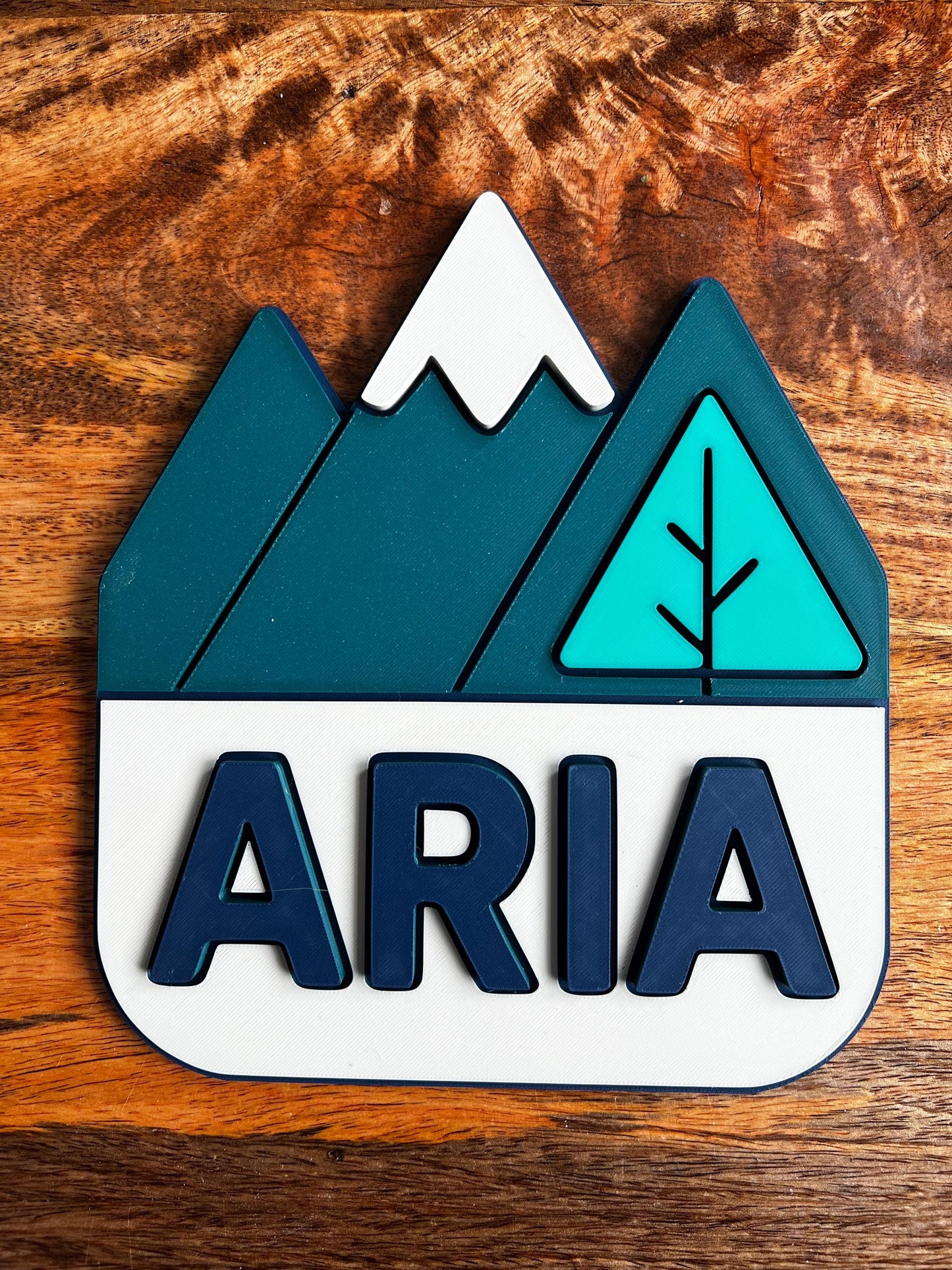 Personalised Scottish Highlands 3D Printed Name Sign - Custom Mountain Wall Decor for Nursery & Office