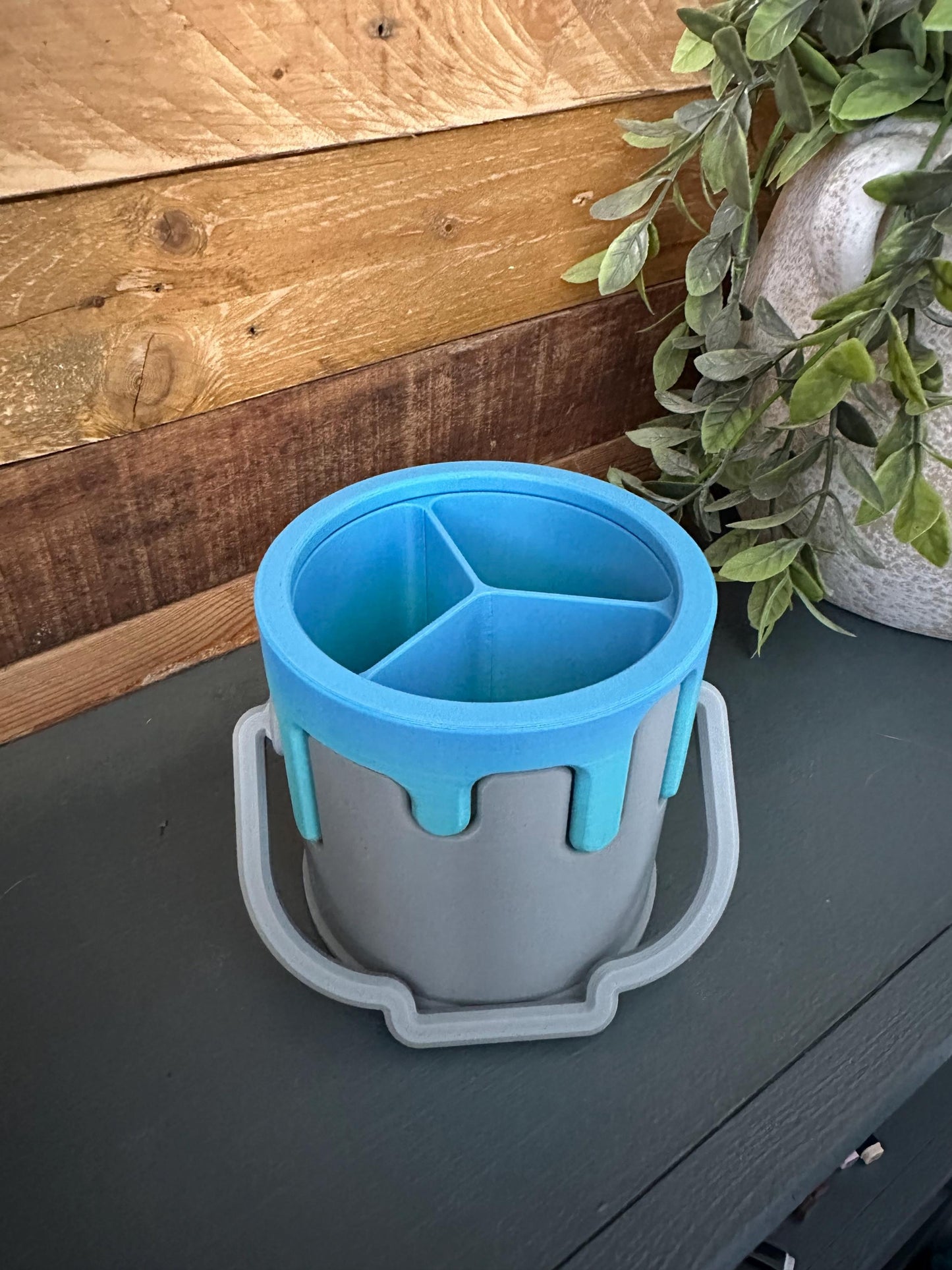 Pencil Holder 3D Printed Paint Bucket Desk Tidy with Dripping Paint Design, Artist Teacher Child Gift, Unique Pen Holder Organizer