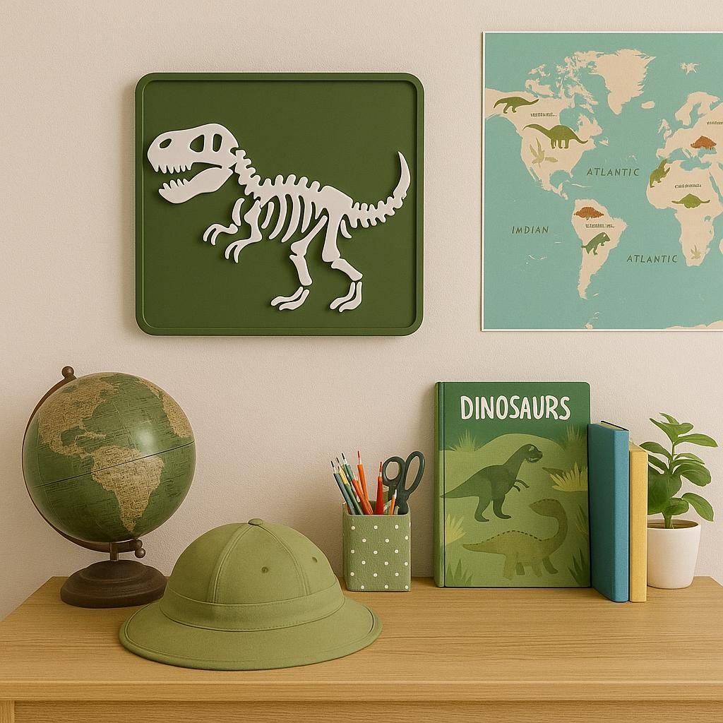 3D Printed T-Rex Skeleton Wall Art: Kids Dinosaur Room Decor