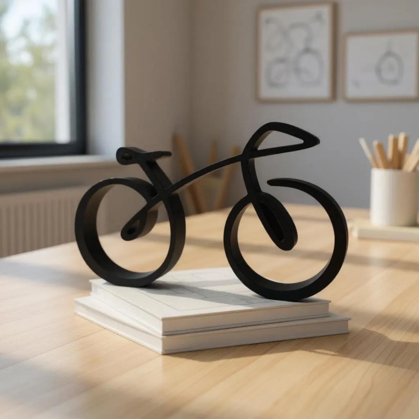 3D Printed Minimalist Bicycle Desk Decor: Modern Cycling Gift