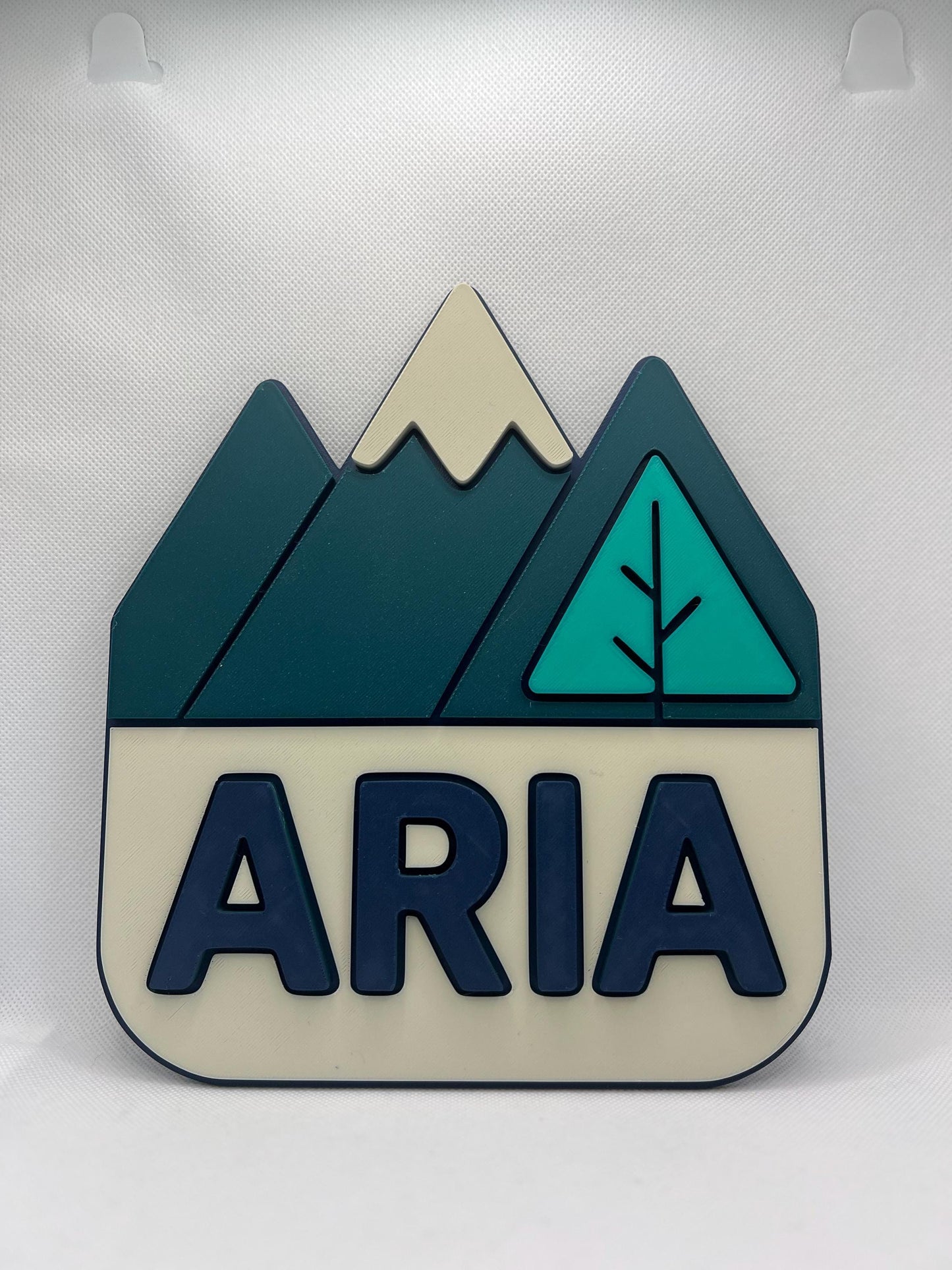 Personalized Mountain Nursery Name Sign: 3D Printed Woodland Decor