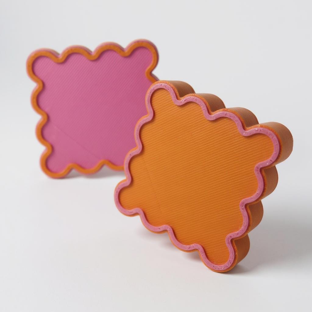 Retro Wavy Drawer Pulls: 3D Printed Pink & Orange Cabinet Knobs