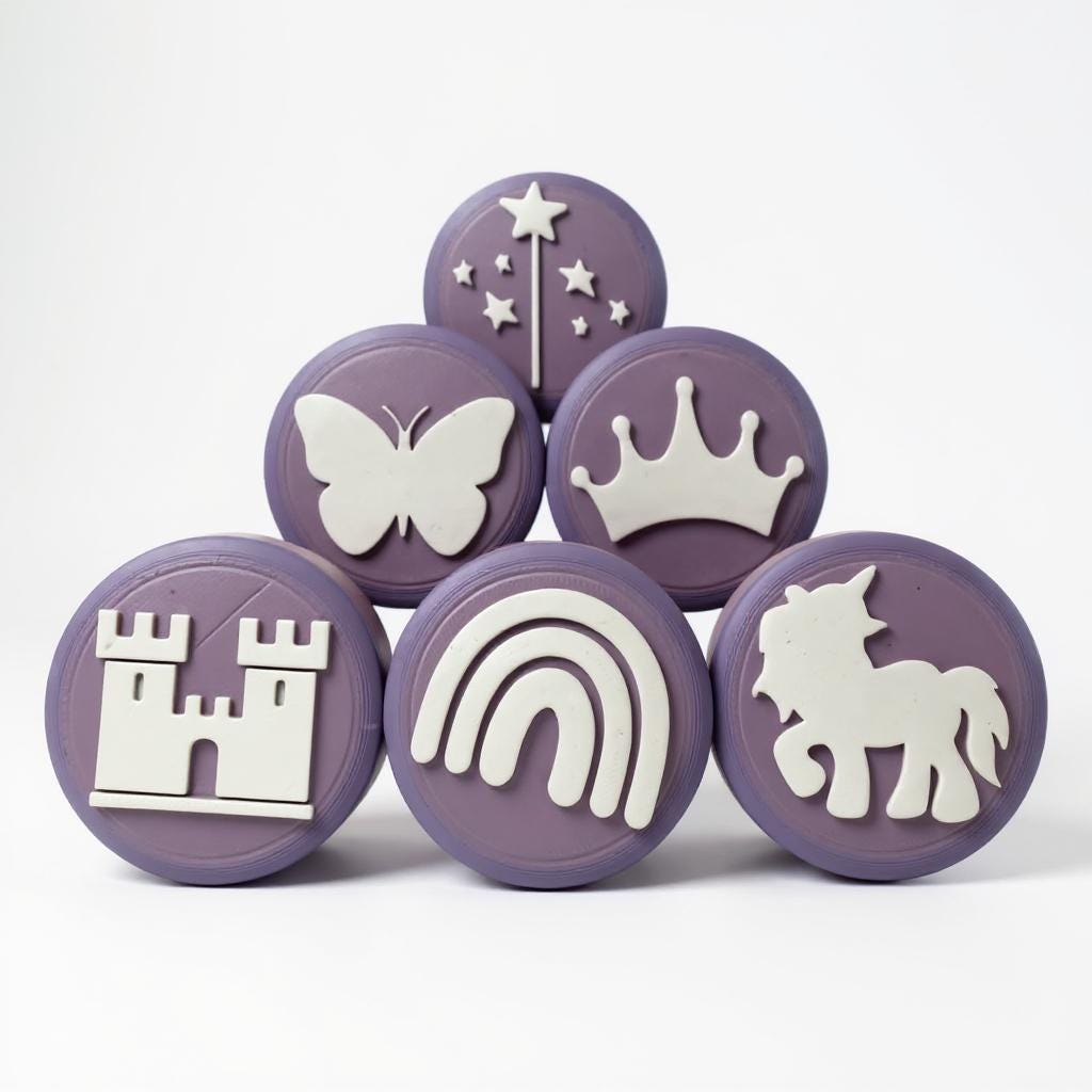 Magical Princess Drawer Pulls – 3D Printed Gradient PLA Knobs (Set of 6)