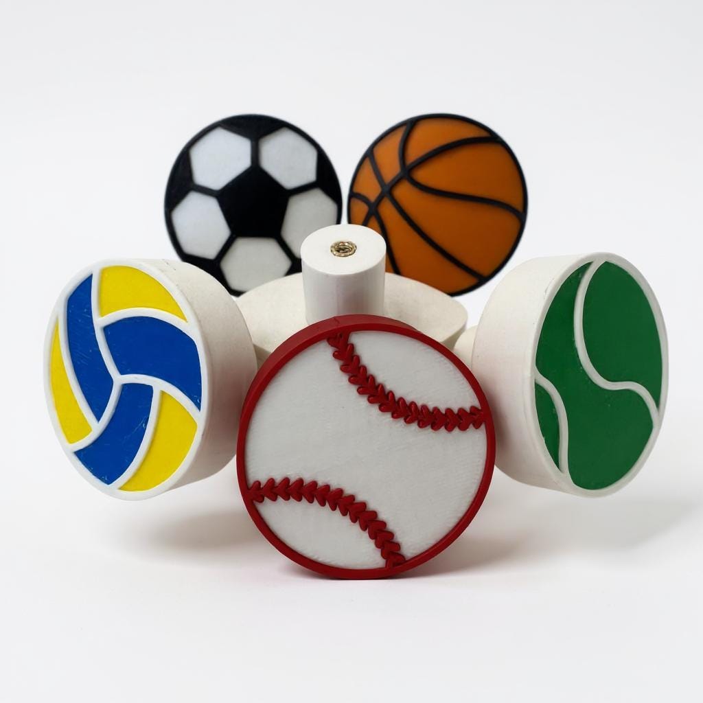 3D Printed Sports Ball Drawer Knobs: Kids Room Decor, PLA Handles