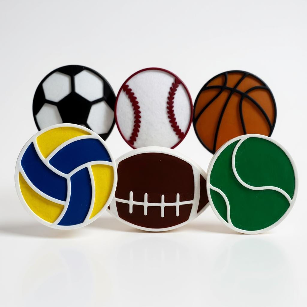 3D Printed Sports Ball Drawer Knobs: Kids Room Decor, PLA Handles