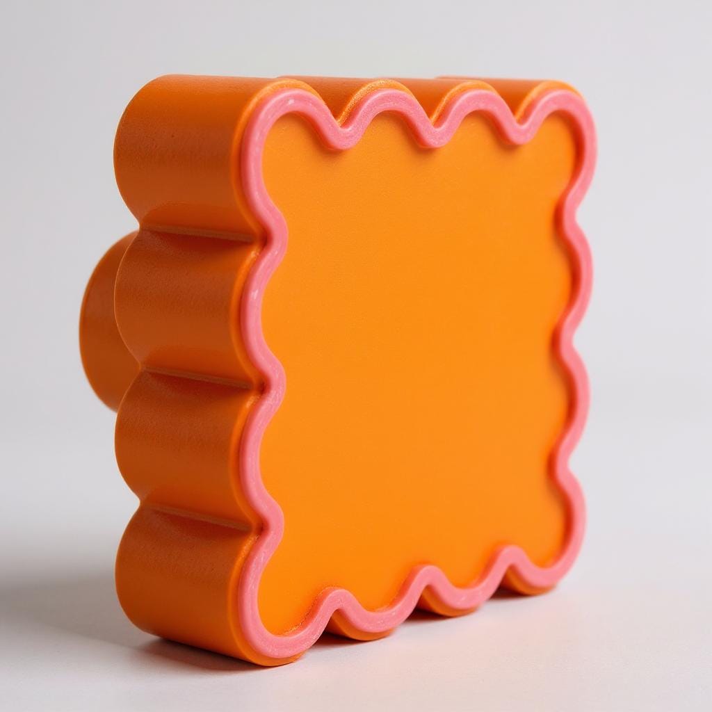 Retro Wavy Drawer Pulls: 3D Printed Pink & Orange Cabinet Knobs