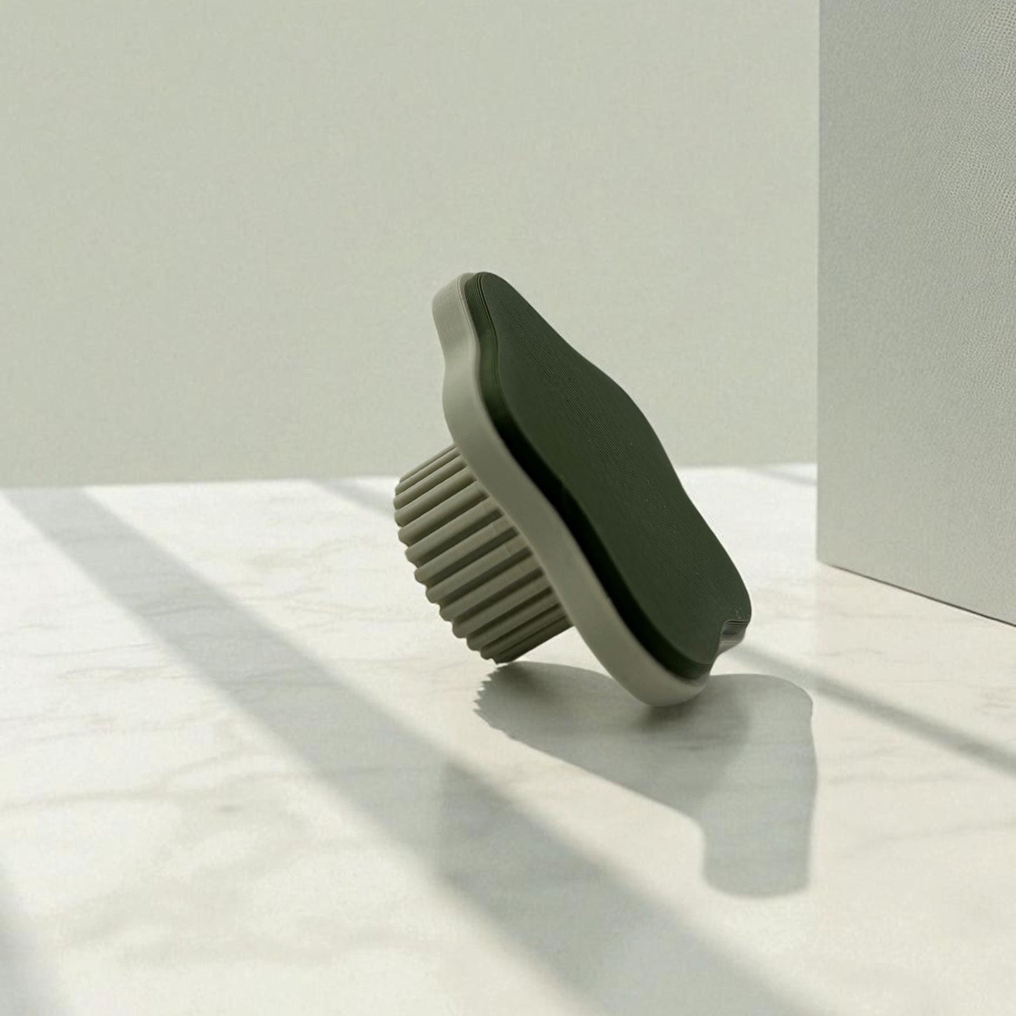 Scalloped Sage Green Knob: Retro Boho Cabinet Handle