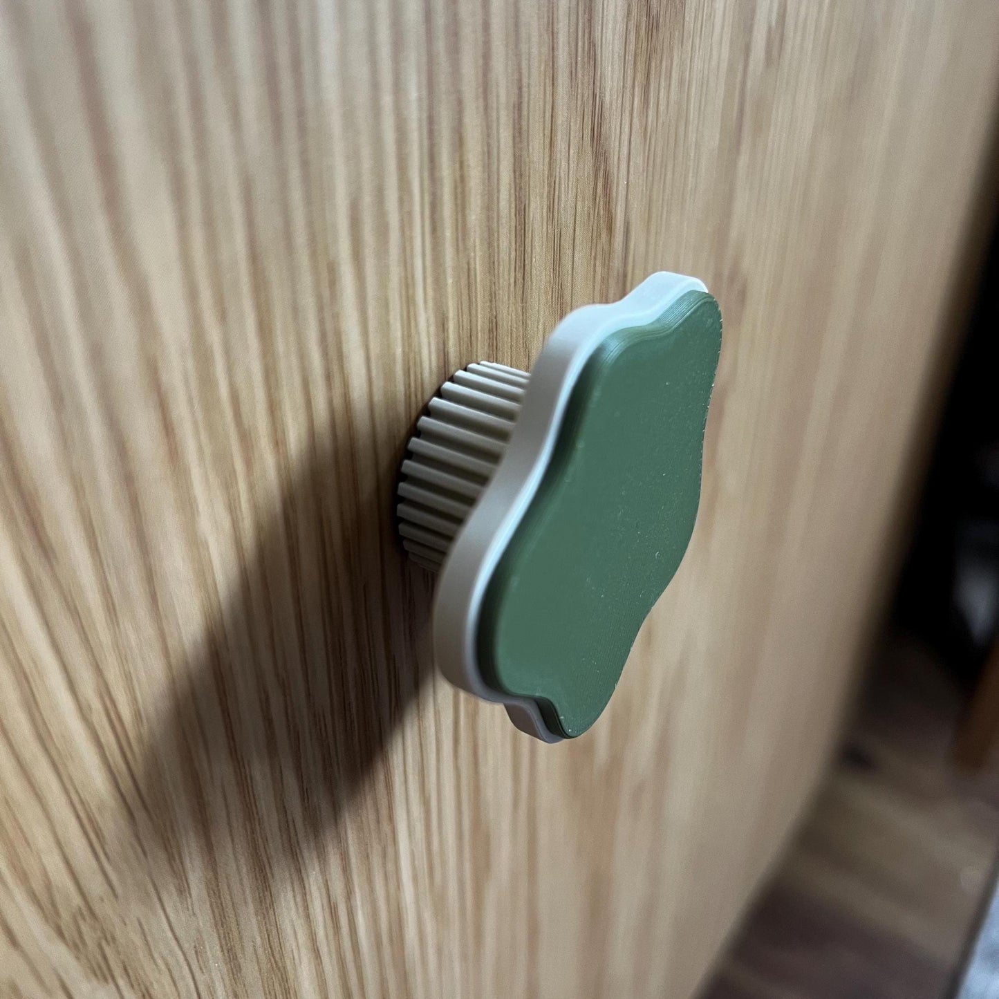 Scalloped Sage Green Knob: Retro Boho Cabinet Handle