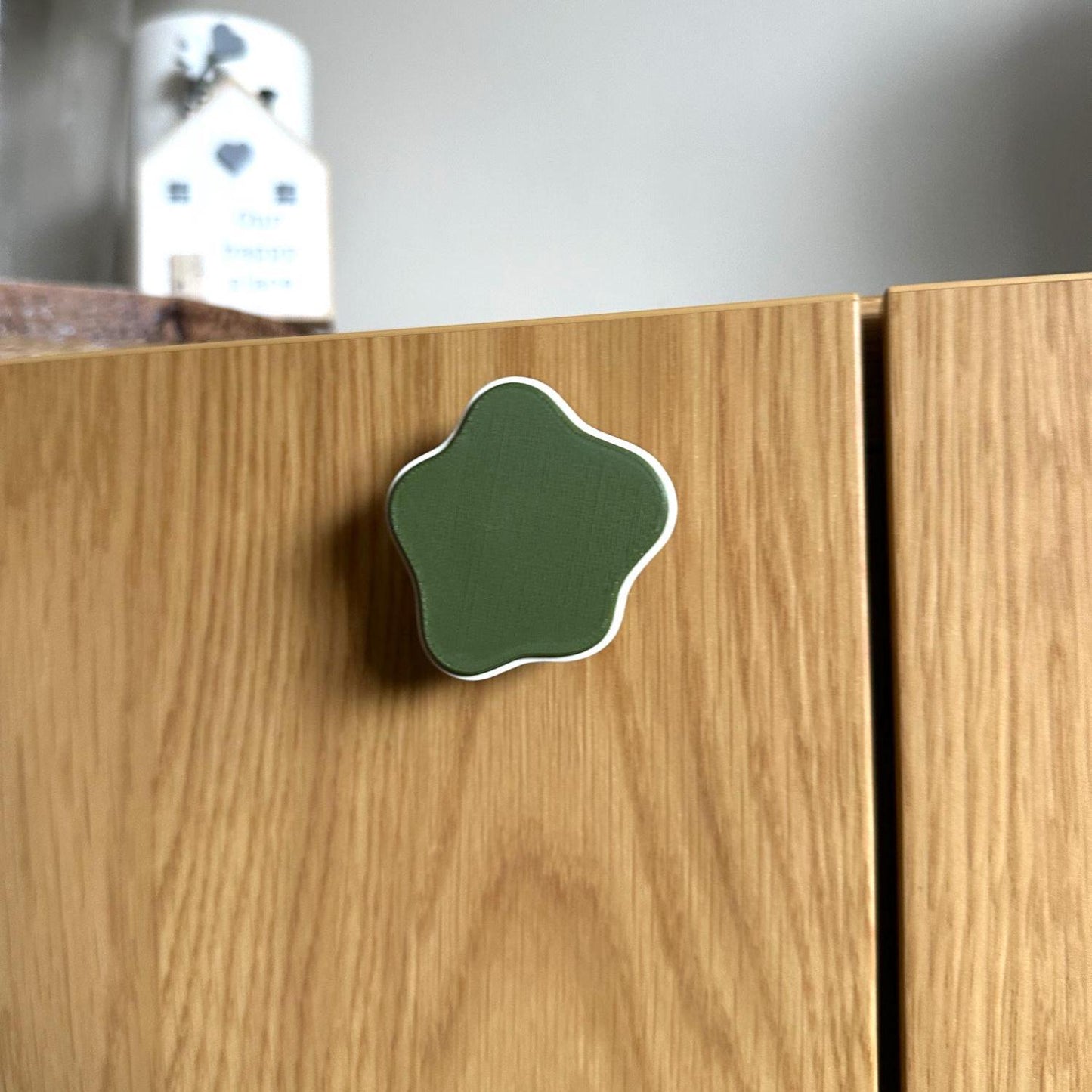 Scalloped Sage Green Knob: Retro Boho Cabinet Handle