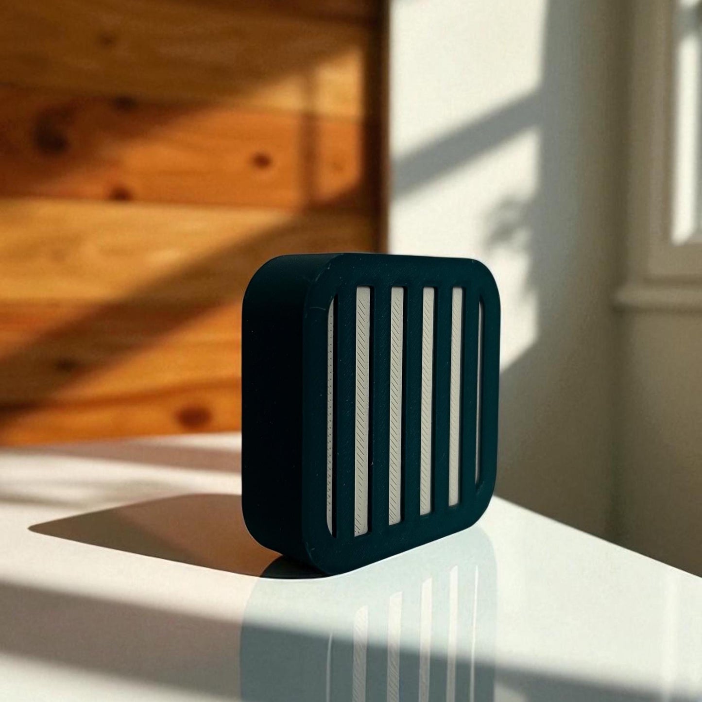 Two-Tone 3D Printed Drawer Pull: Teal & Beige Geometric Cabinet Handle
