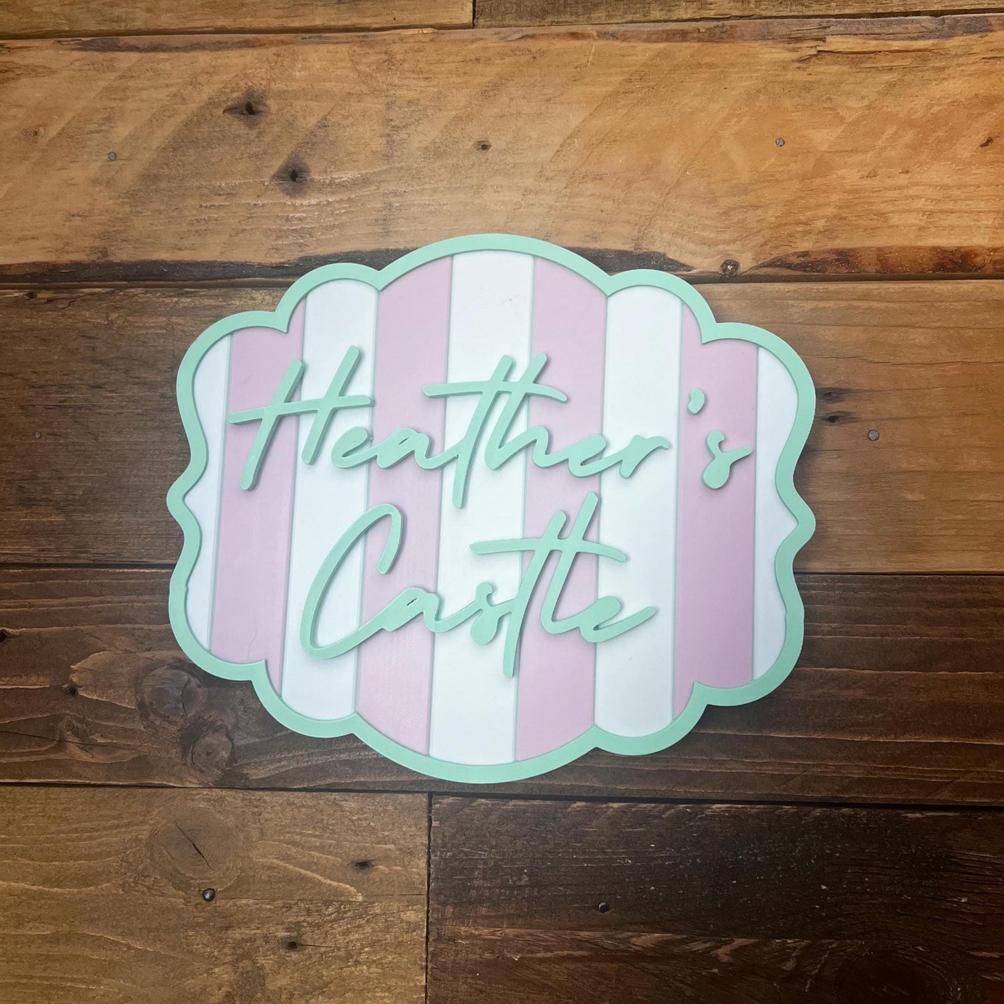 Custom Scalloped Name Sign: 3D Printed Pastel Nursery Decor