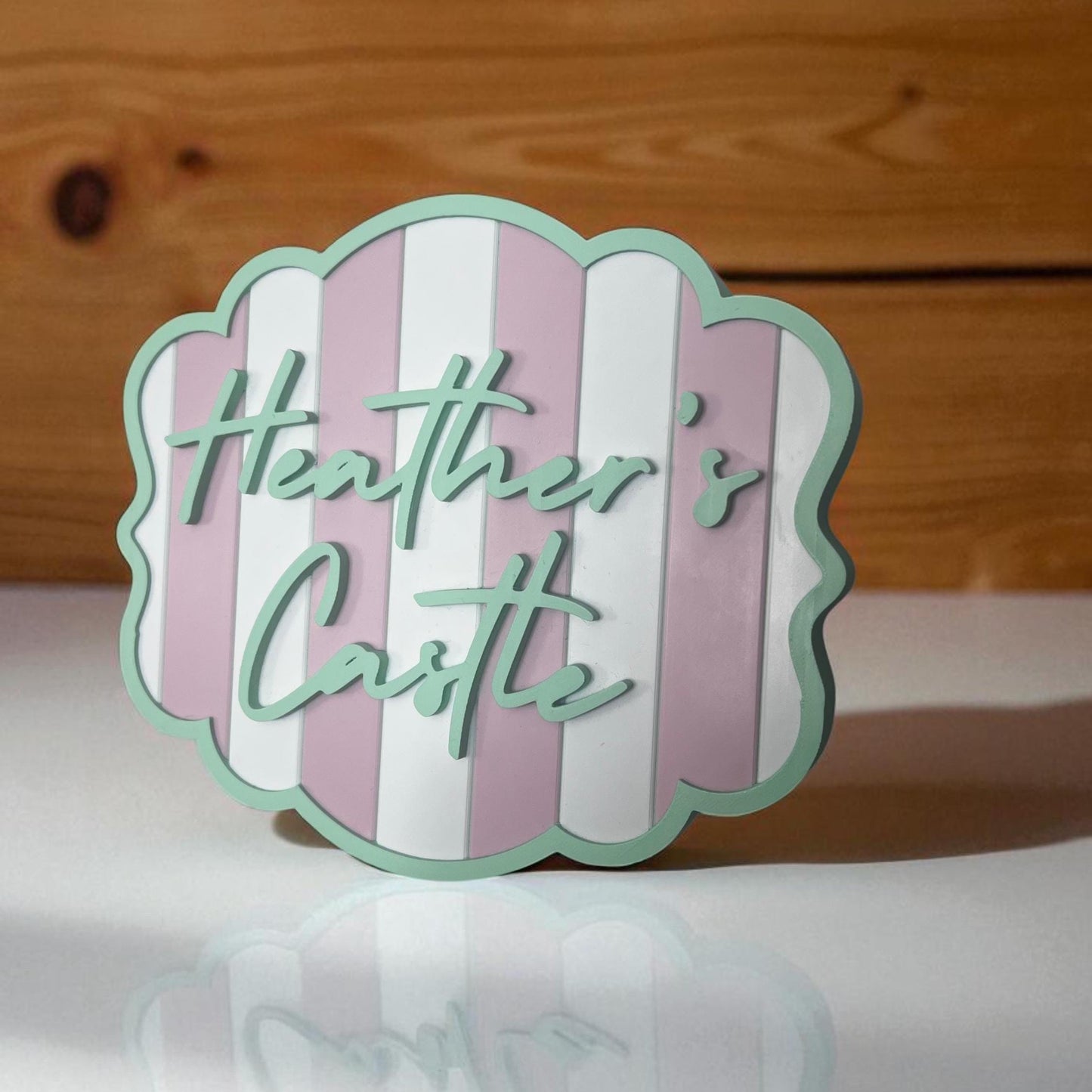 Custom Scalloped Name Sign: 3D Printed Pastel Nursery Decor