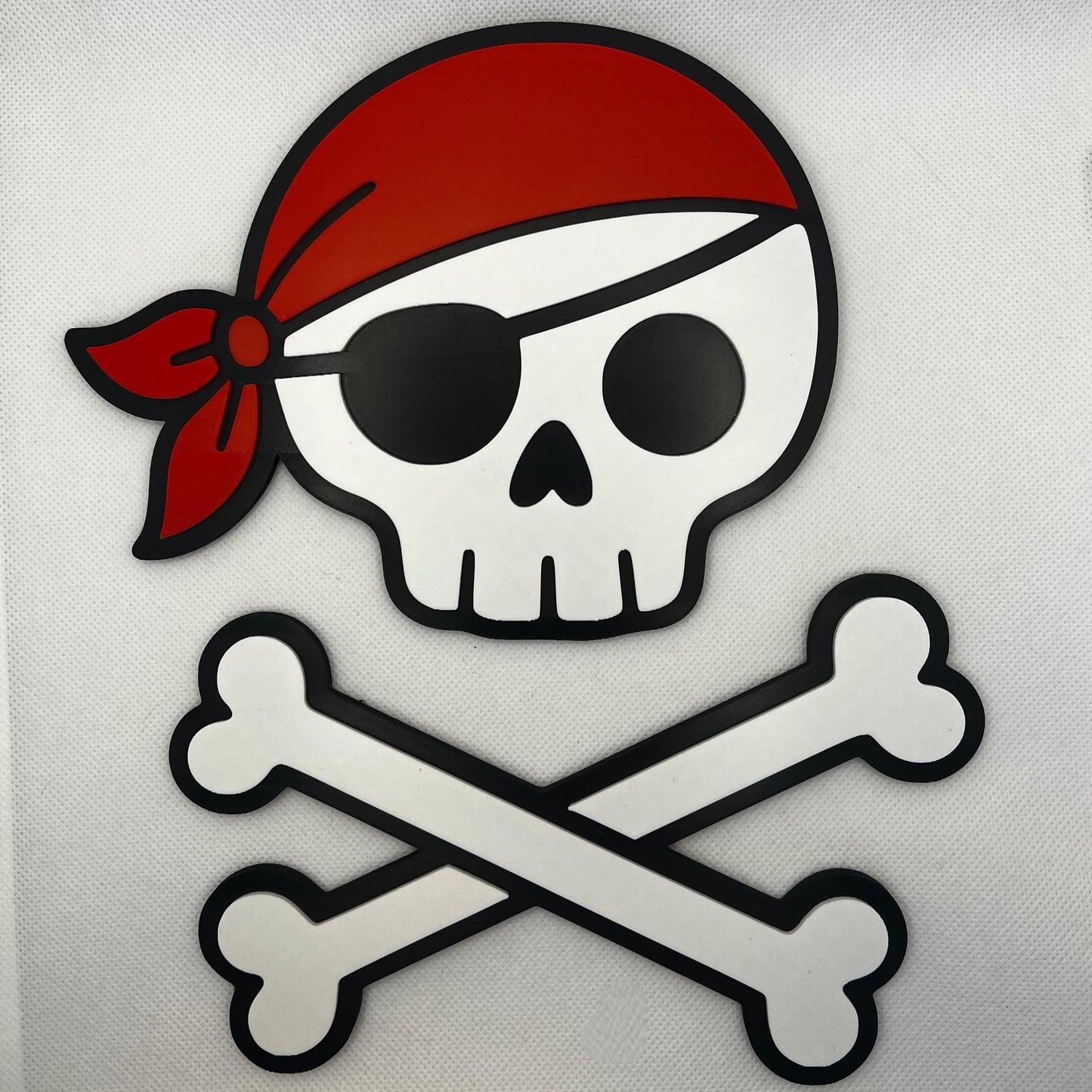 Pirate Skull Wall Decor: 3D Printed Red Bandana, Nautical Kids Room