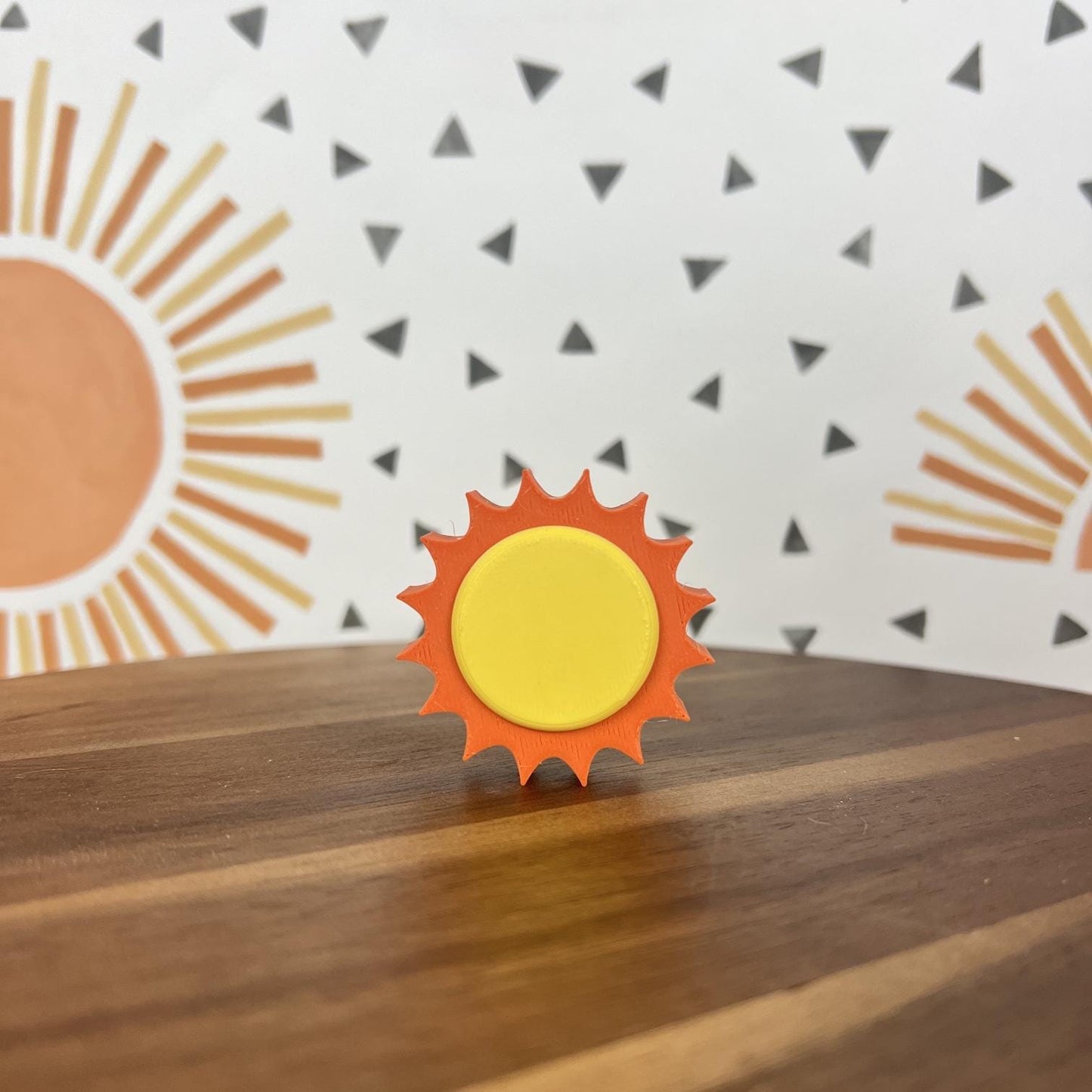 3D Printed Sunshine Drawer Knob: Yellow & Orange PLA Kids Decor