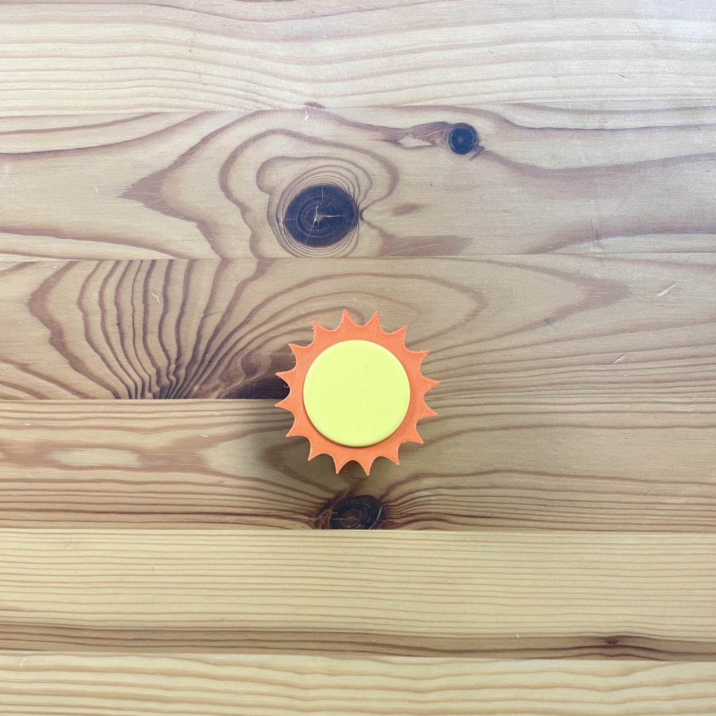 3D Printed Sunshine Drawer Knob: Yellow & Orange PLA Kids Decor