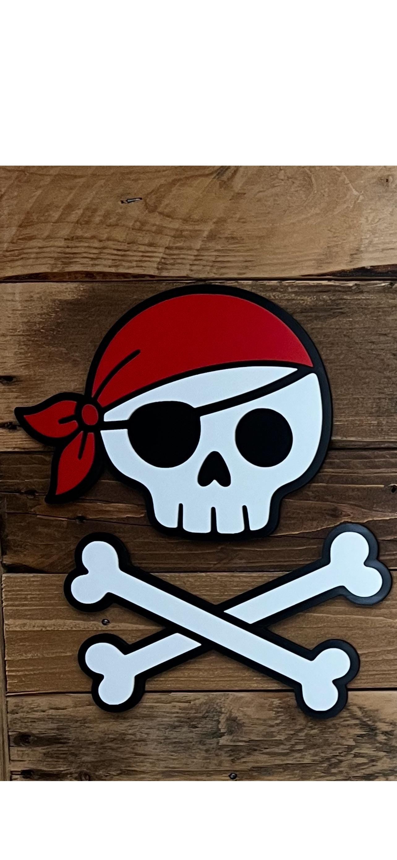 Pirate Skull Wall Decor: 3D Printed Red Bandana, Nautical Kids Room