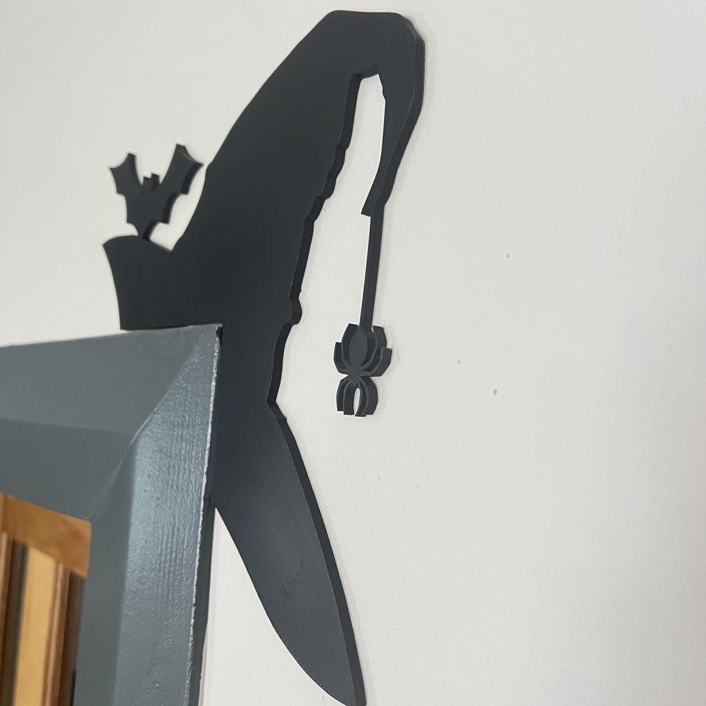 Witch Hat Door Corner with Bat and Spider – Halloween Wall Decor Door Trim Topper