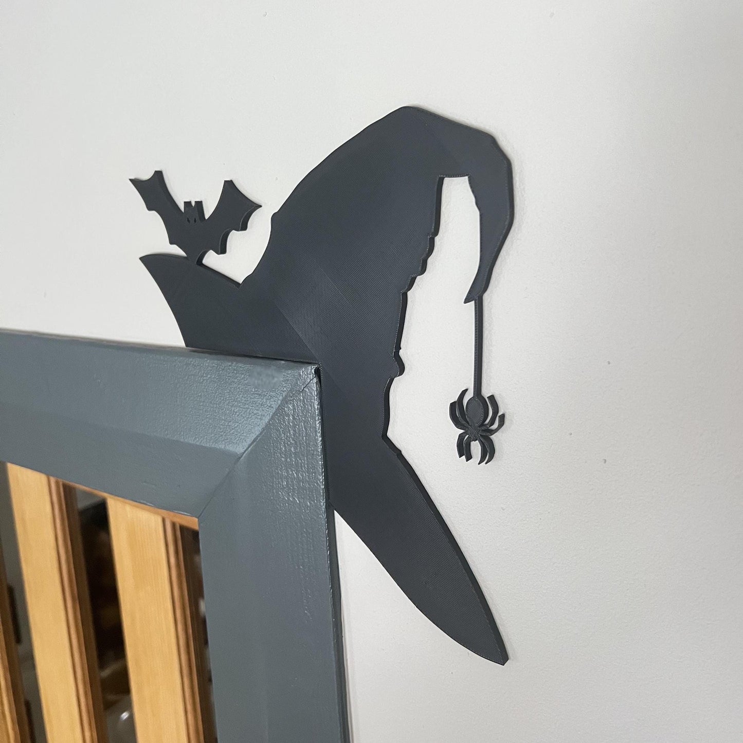 Witch Hat Door Corner with Bat and Spider – Halloween Wall Decor Door Trim Topper