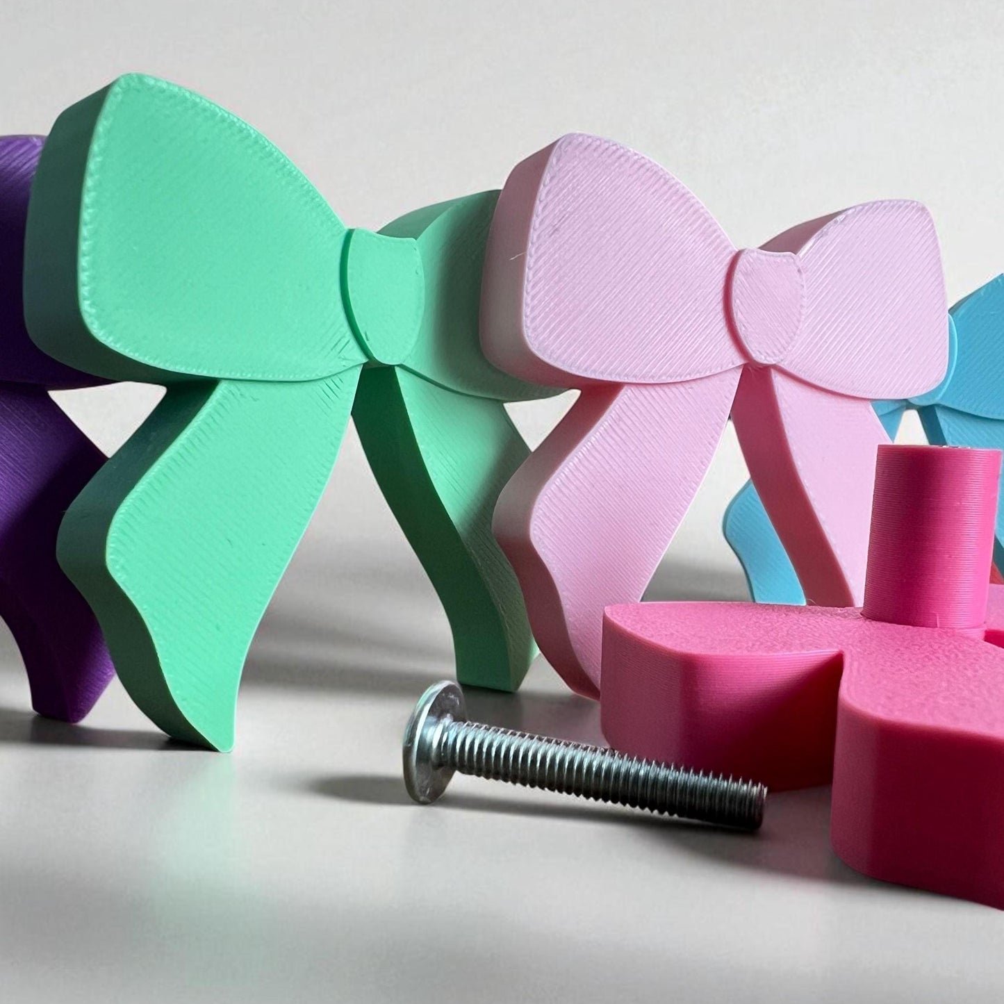 3D Printed Bow Drawer Pulls: Colorful Nursery & Kids Room Decor