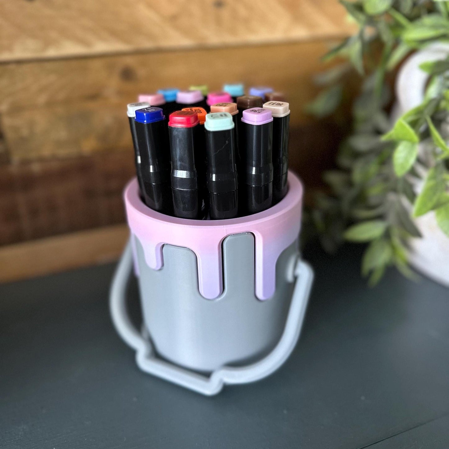 3D Printed Paint Bucket Pencil Holder: Artist Desk Organizer