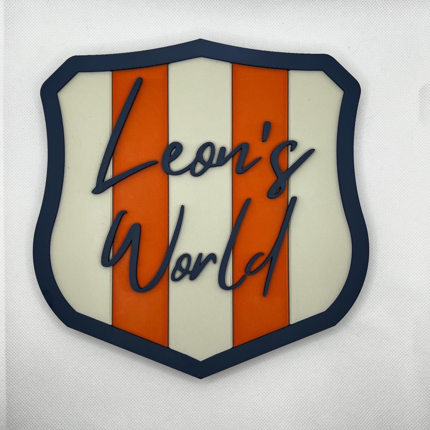 Custom 3D Printed Shield Name Sign: Kids Room Decor