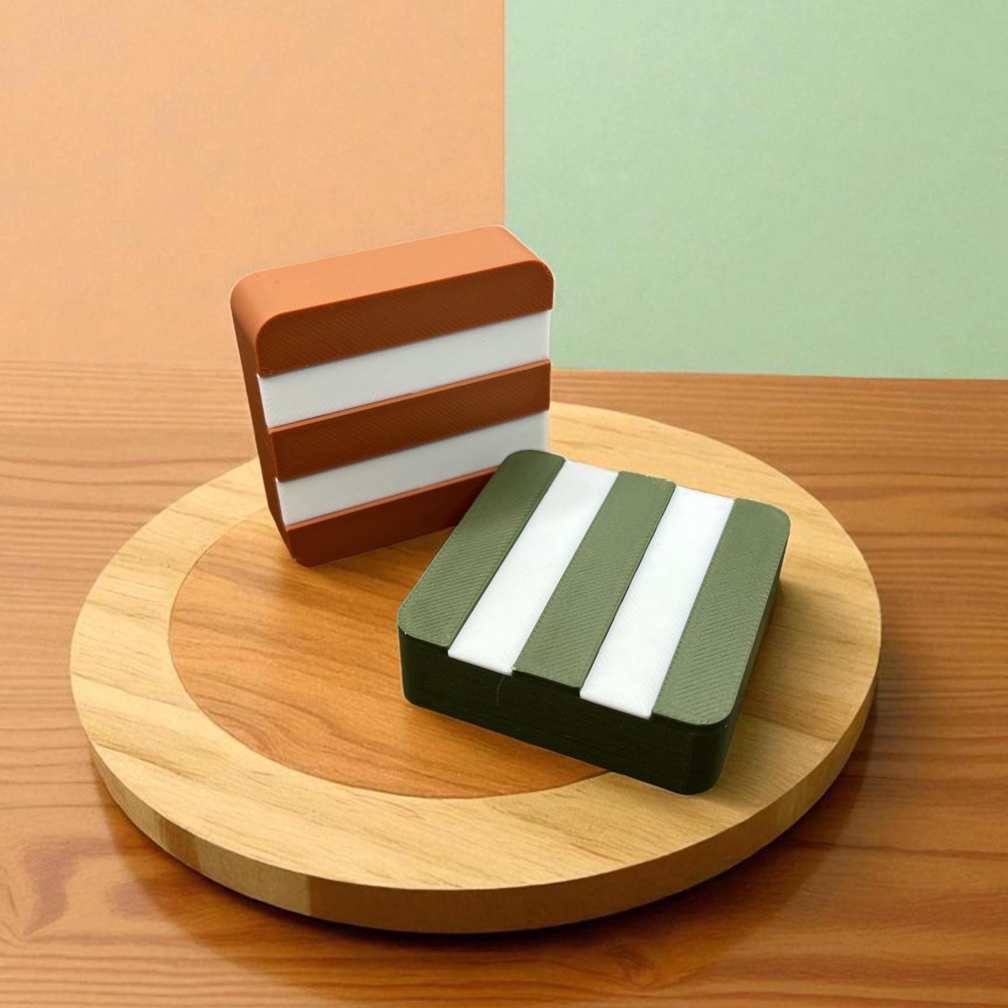 Striped Cabinet Knobs – Custom 3D Printed - Modern Colour Block Design