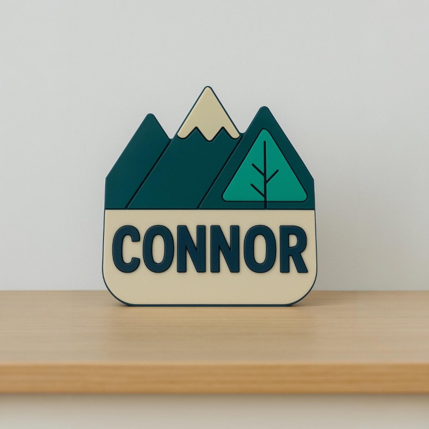 Personalized Mountain Nursery Name Sign: 3D Printed Woodland Decor