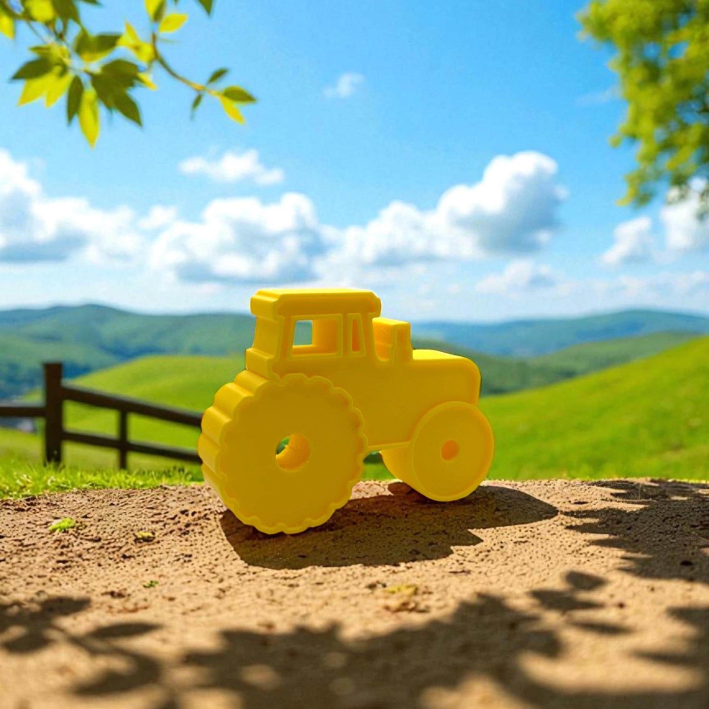 3D Printed Tractor Drawer Pull: Yellow Farm Nursery Knob