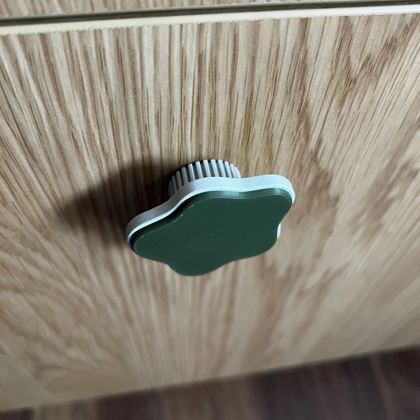 Scalloped Sage Green Knob: Retro Boho Cabinet Handle
