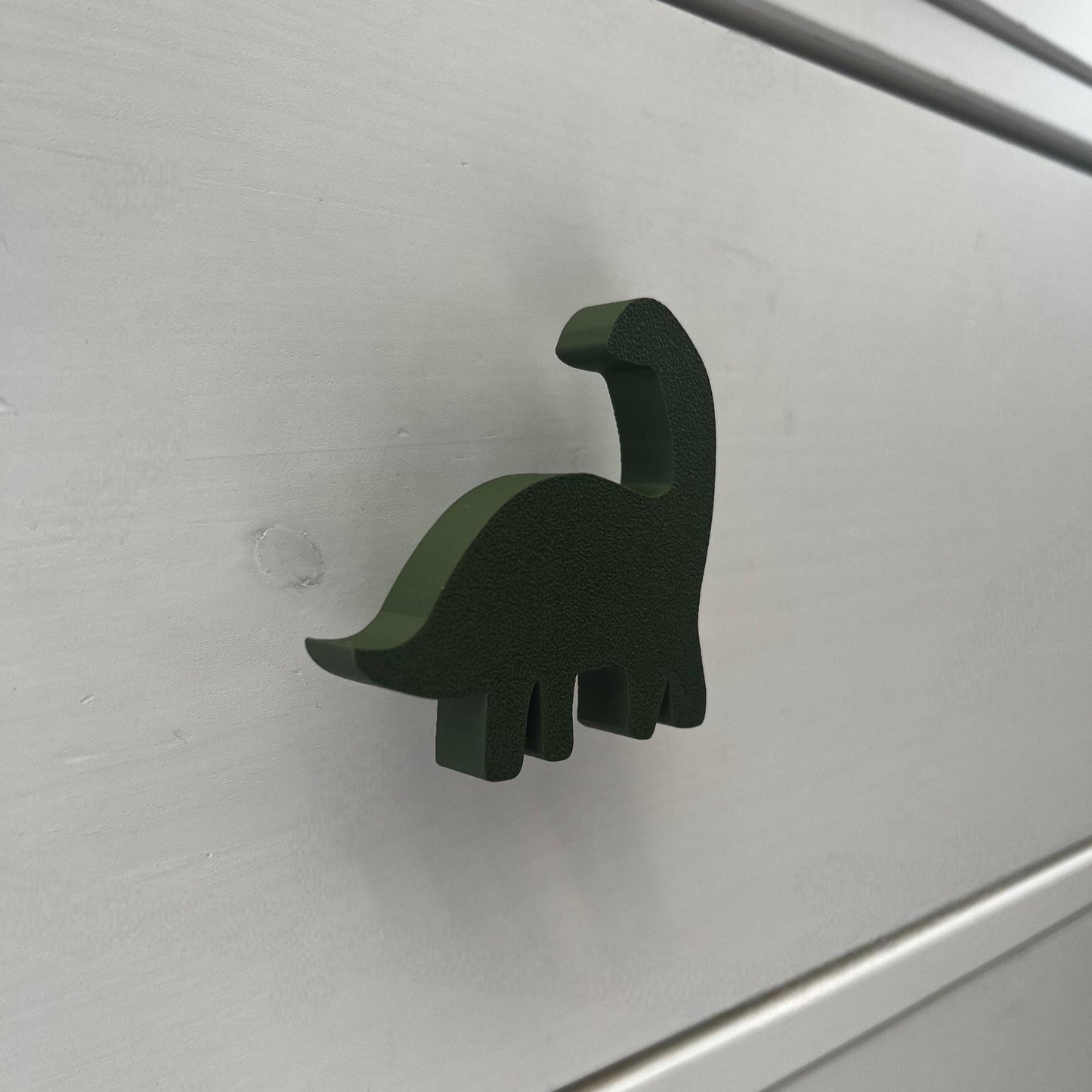 Dinosaur Drawer Pulls – Set of 6 or Individual – Custom Colours – Durable with Brass Insert & Screws Included