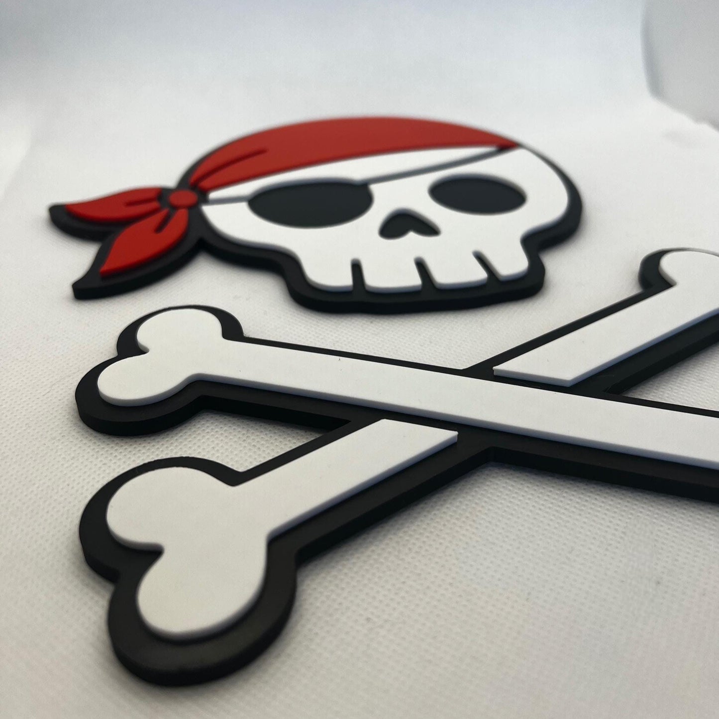 Pirate Skull Wall Decor: 3D Printed Red Bandana, Nautical Kids Room