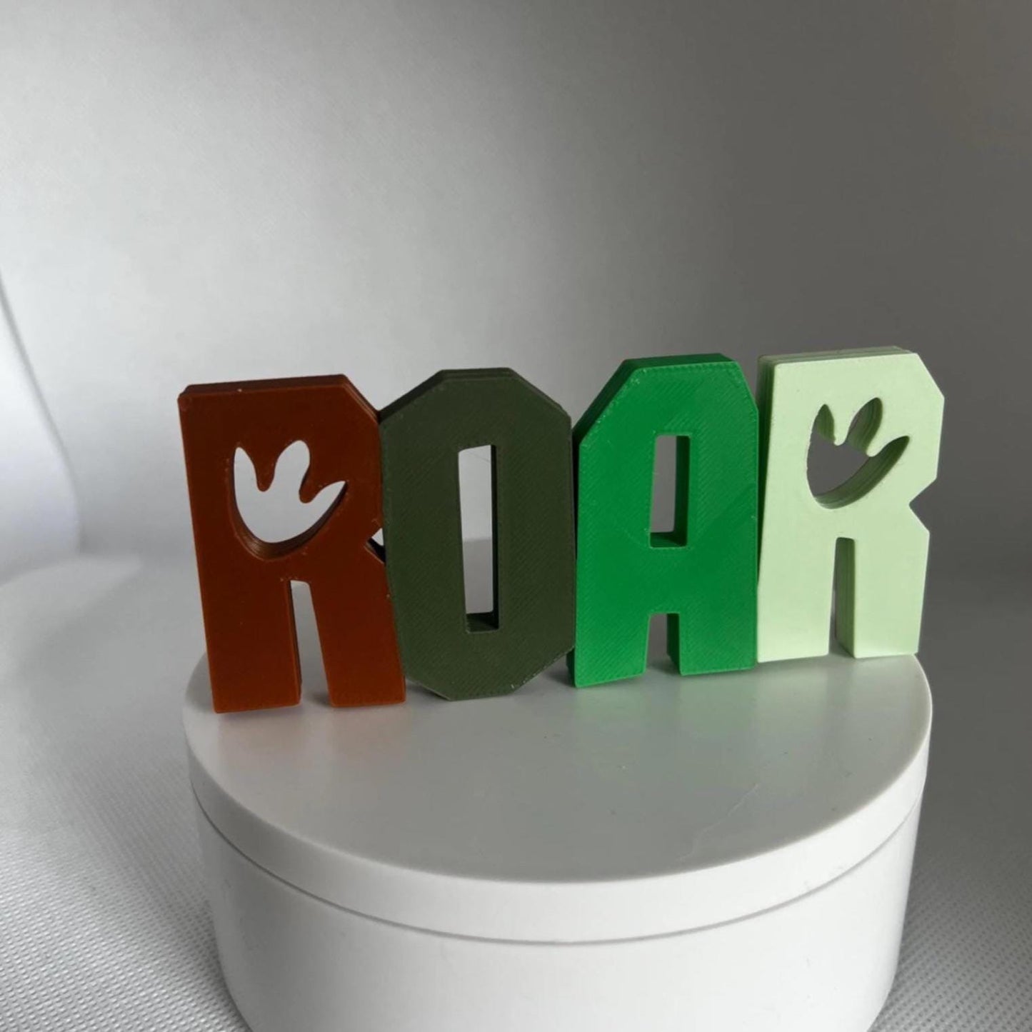 Dinosaur Footprint 3D Printed Shelf Decor: Kids Room ROAR Sign