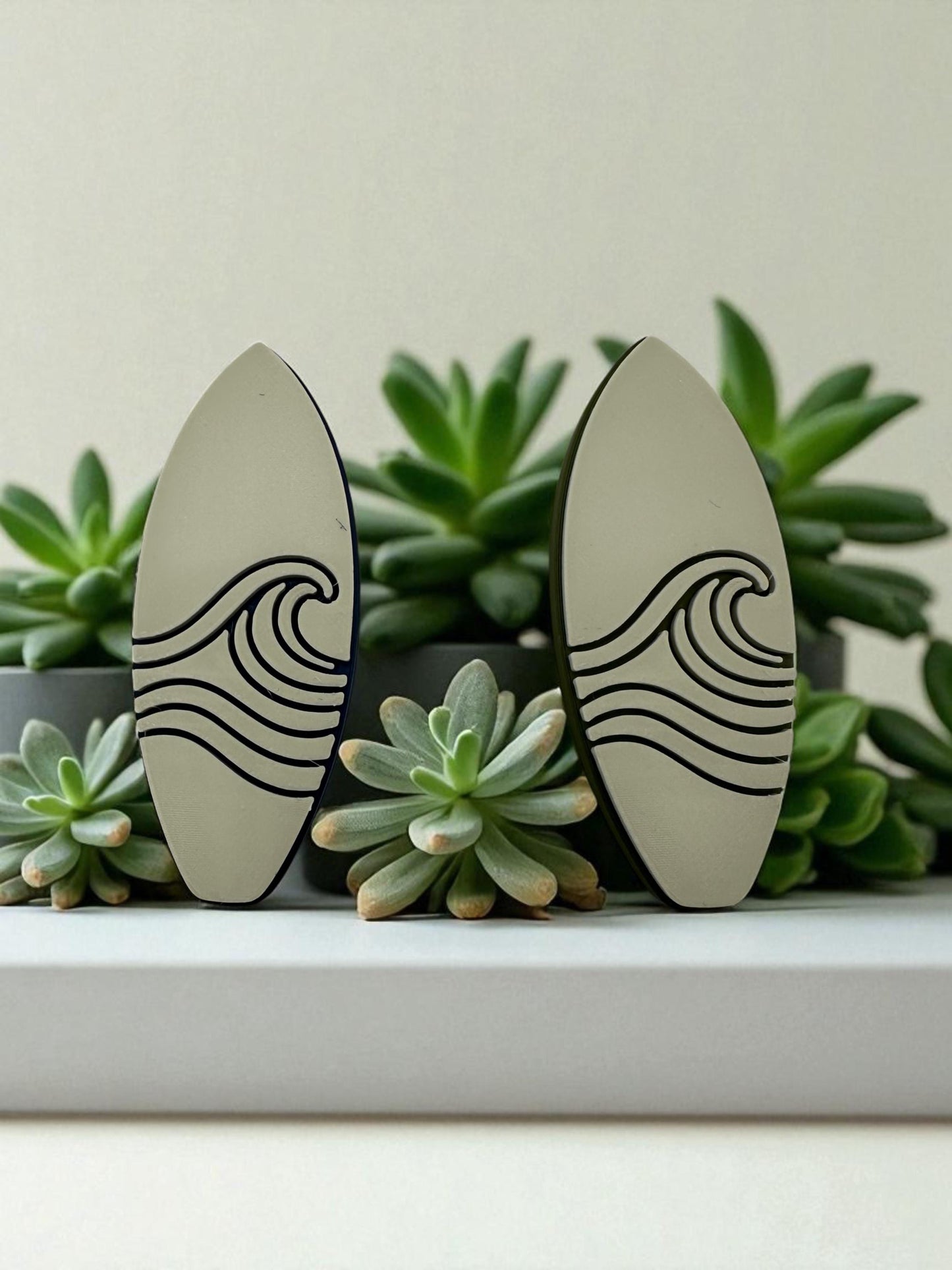 Wave Surfboard Drawer Pull – Fun Coastal Handle in Olive Green or Navy Blue | 3D Printed Kids Room or Nursery Decor