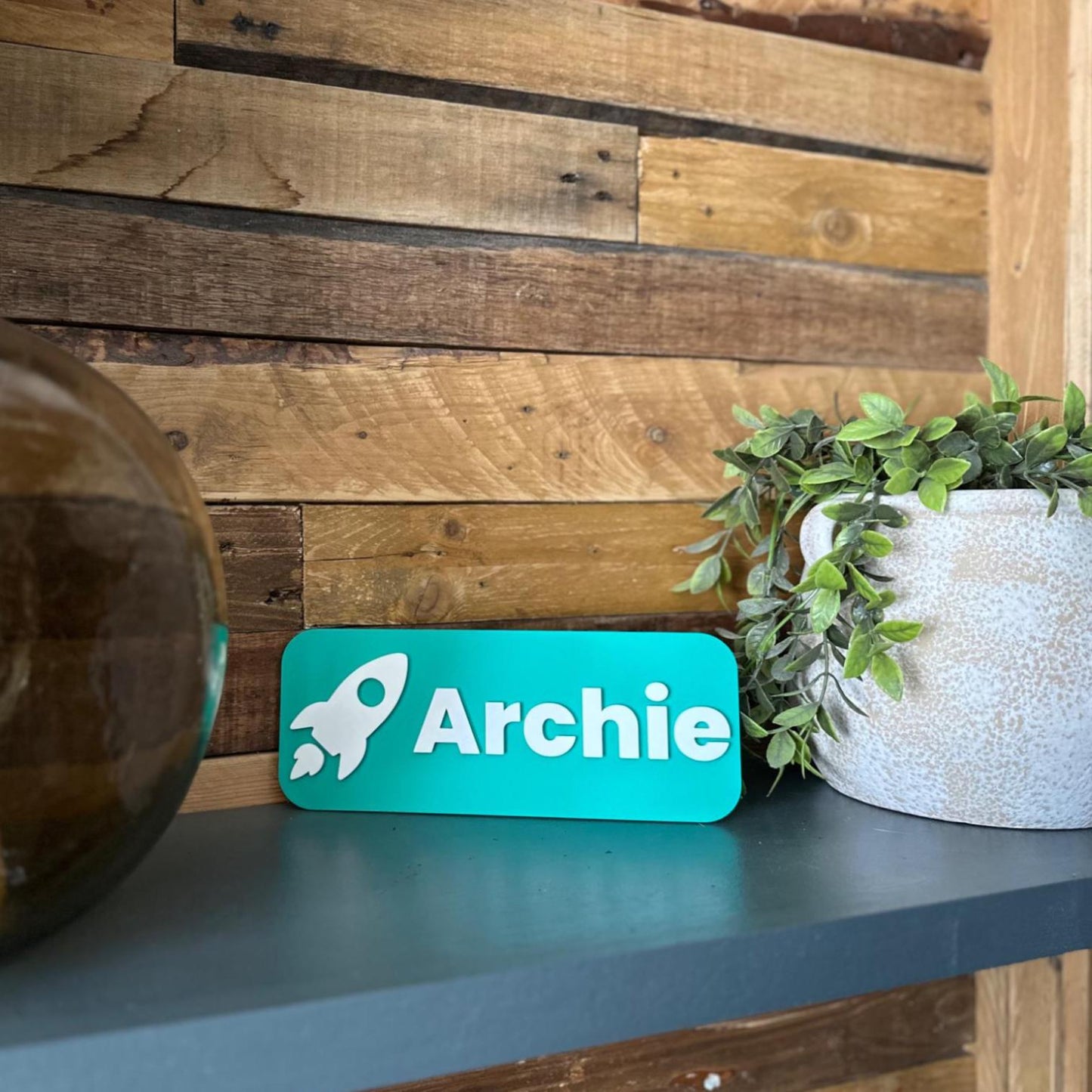 Personalized Rocket Door Sign: 3D Printed Space Theme Decor