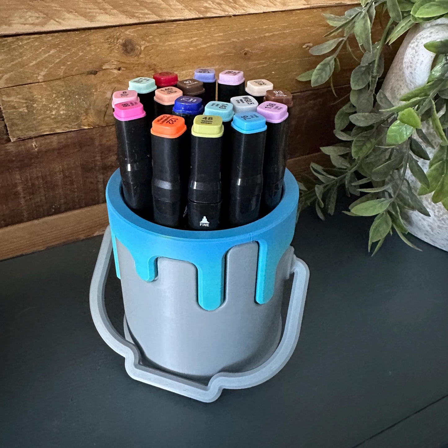 3D Printed Paint Bucket Pencil Holder: Artist Desk Organizer