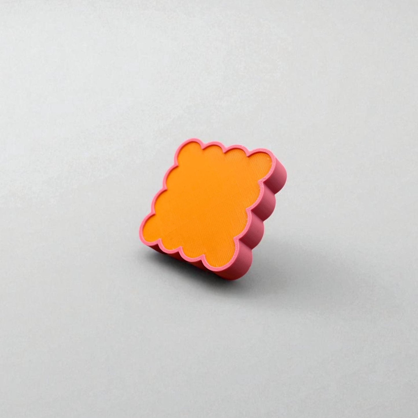3D Printed Scalloped Wall Hook: Retro Modern Hanger, Orange & Pink