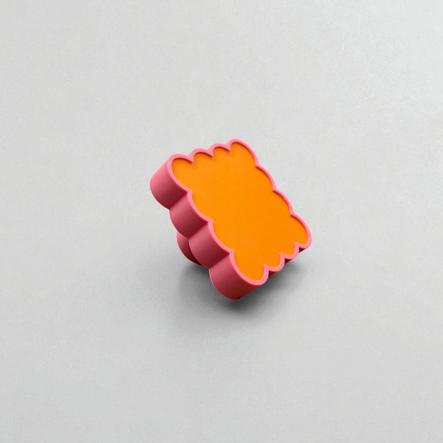 3D Printed Scalloped Wall Hook: Retro Modern Hanger, Orange & Pink