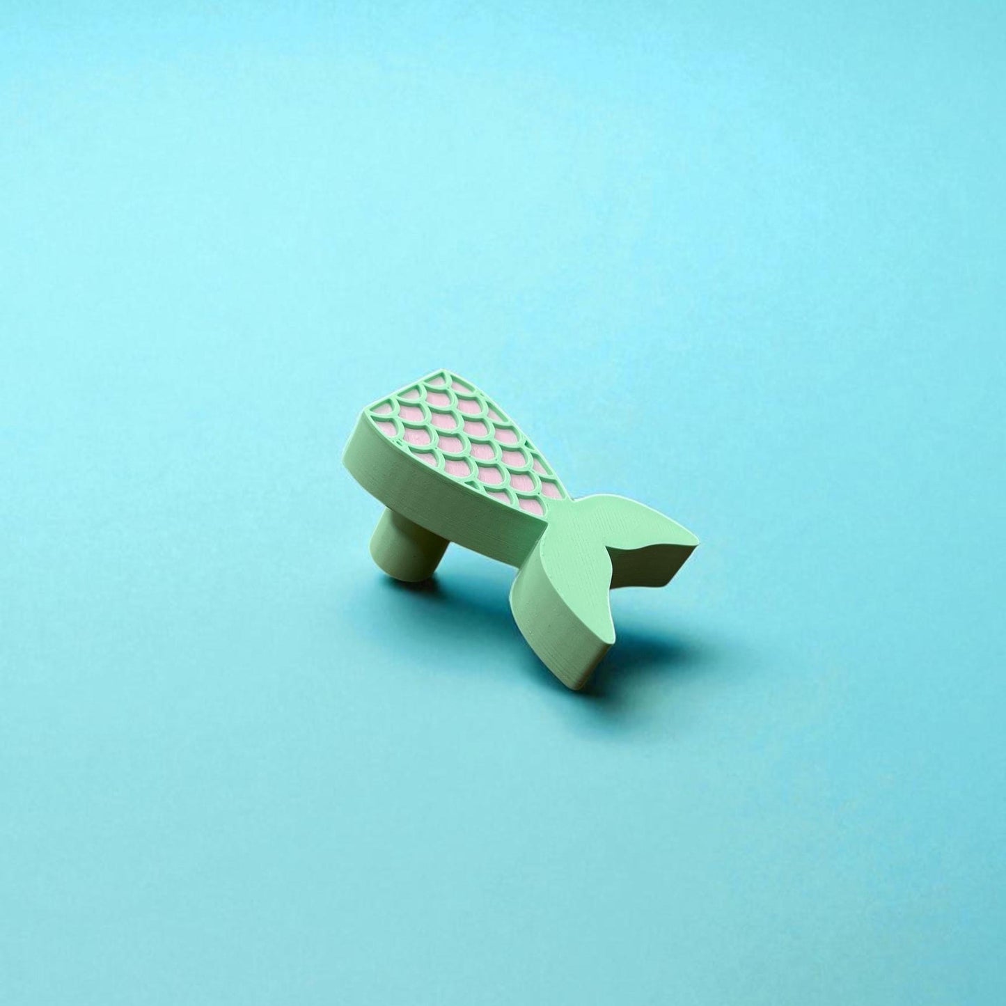 3D Printed Mermaid Tail Drawer Pull: Mint Green Kids Room Decor