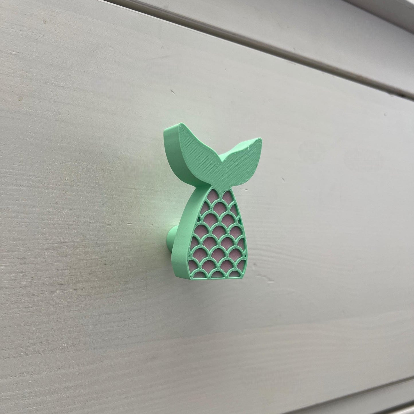 3D Printed Mermaid Tail Drawer Pull: Mint Green Kids Room Decor