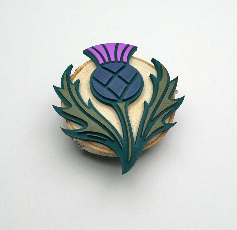 3D Printed Scottish Thistle Wall Art: Celtic Home Decor