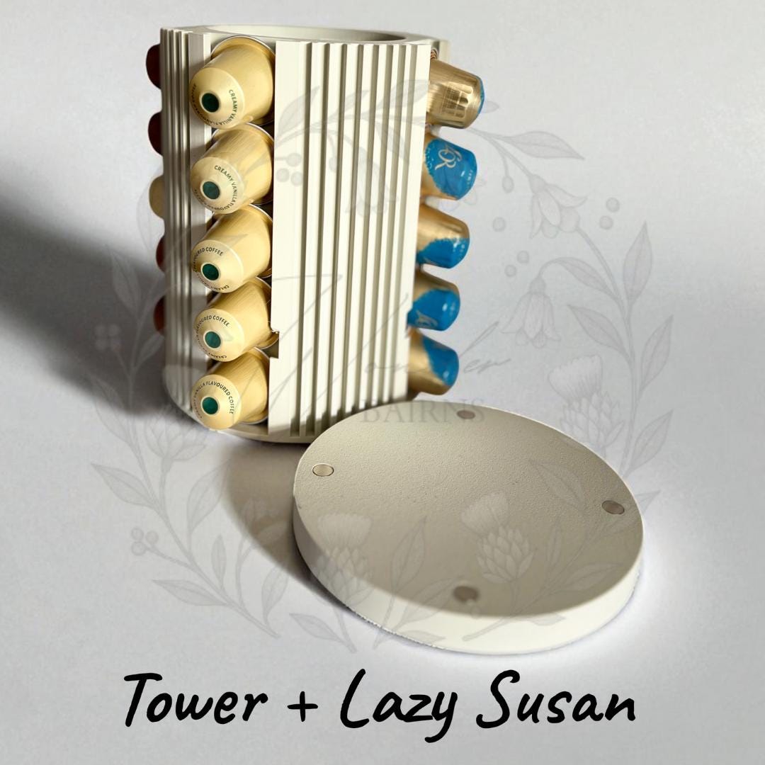 3D Printed Nespresso Pod Holder: 50-Pod Organizer with Optional Lazy Susan & Lid