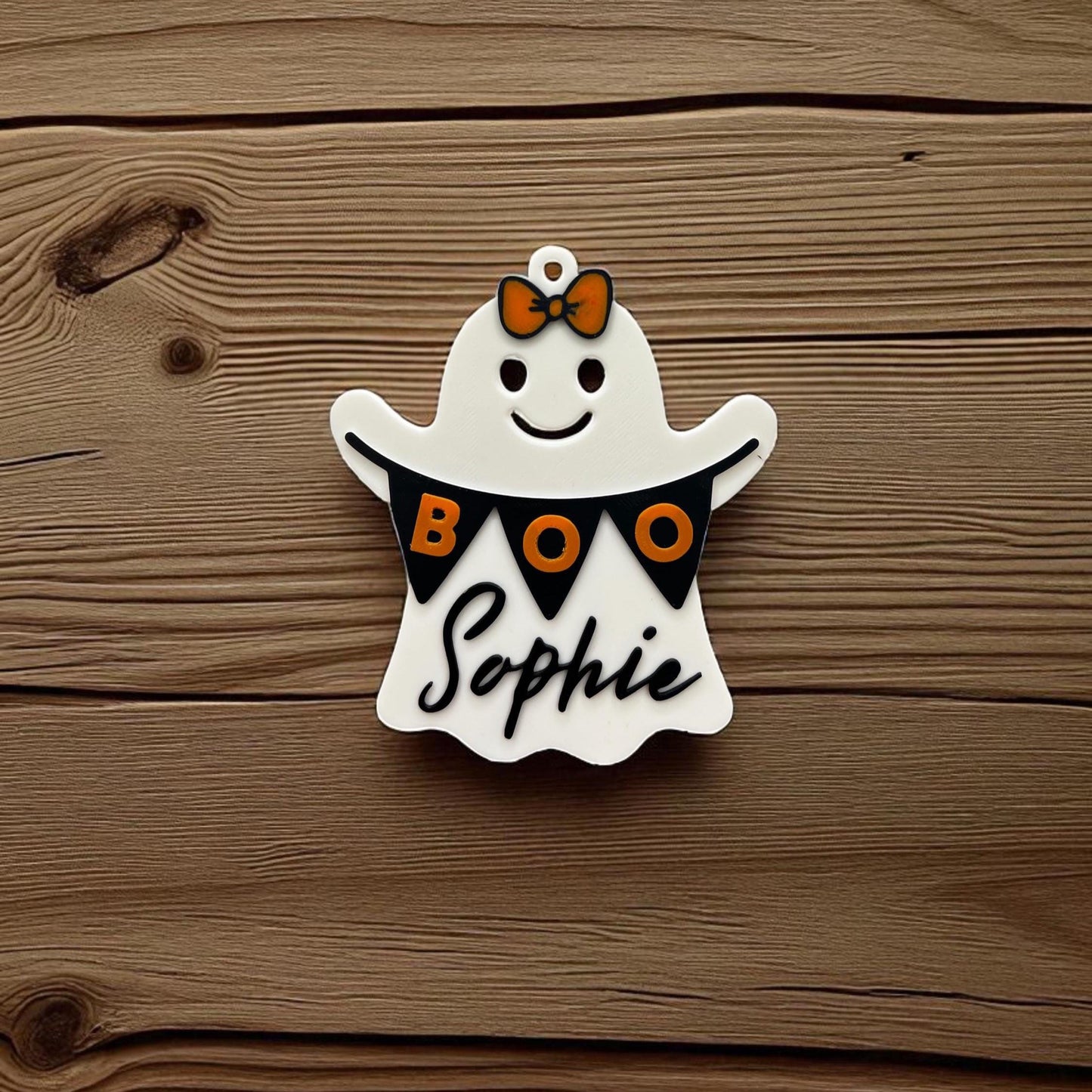 Personalised Halloween Ghost Boo Basket Tag – Custom Boo Bag Name Tag – Trick or Treat Bucket Label – Kids Halloween Decoration