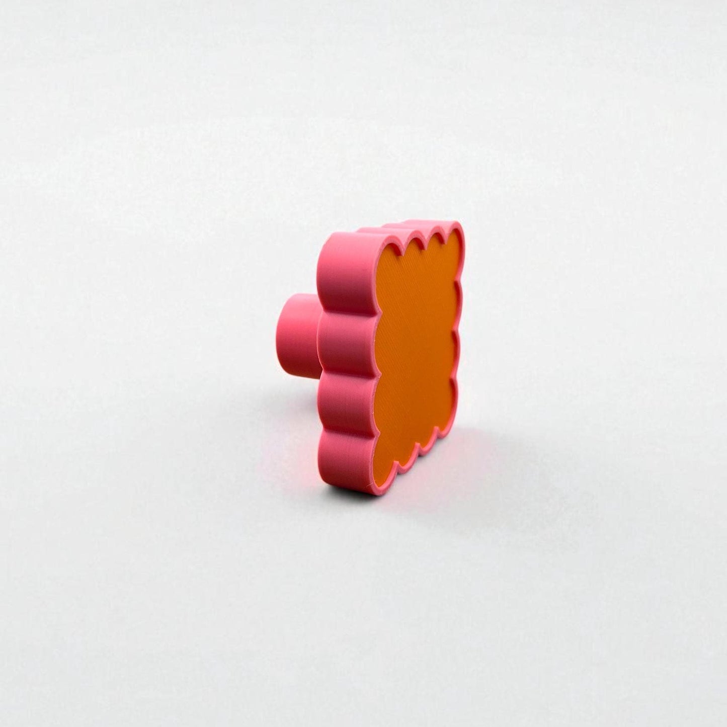 3D Printed Scalloped Wall Hook: Retro Modern Hanger, Orange & Pink