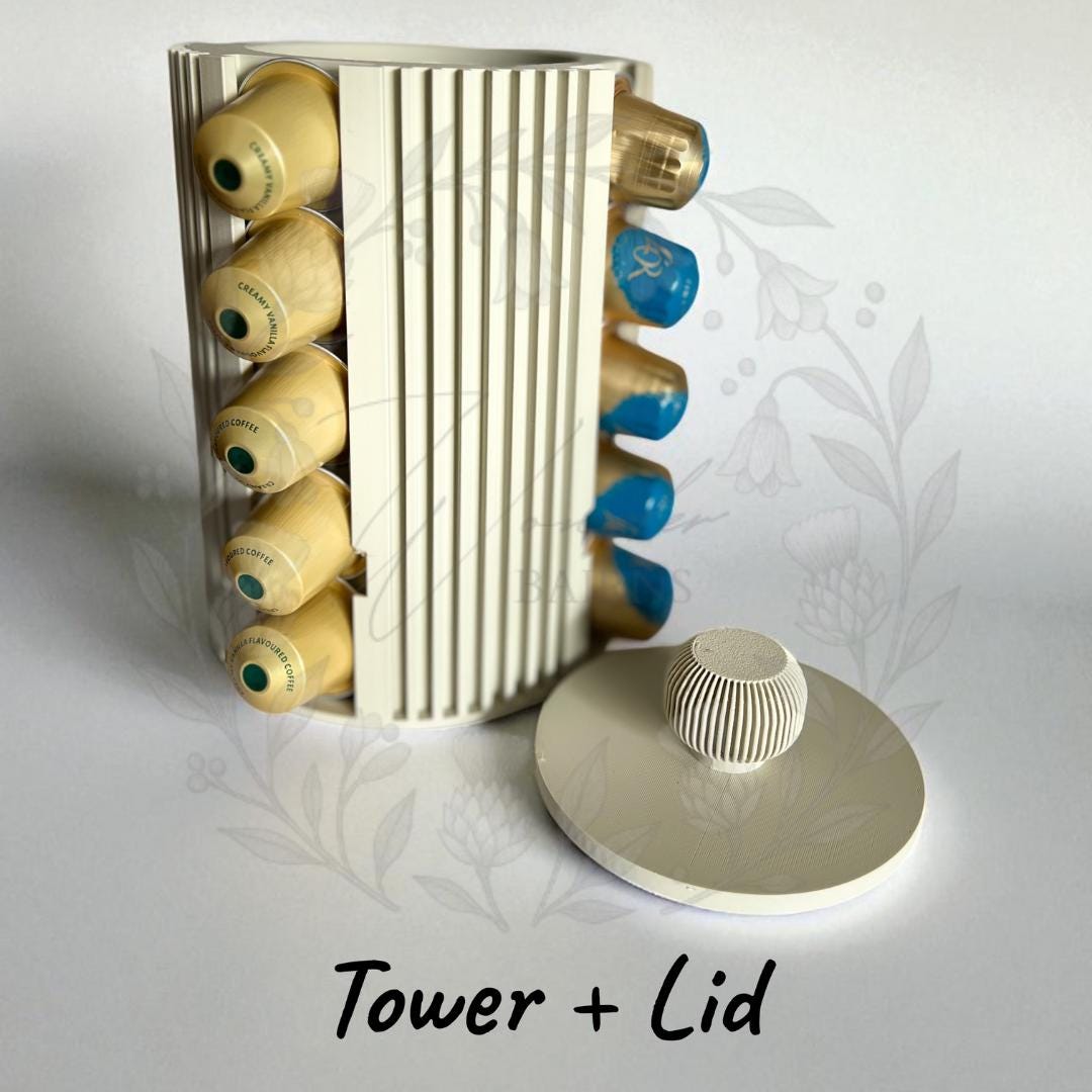 3D Printed Nespresso Pod Holder: 50-Pod Organizer with Optional Lazy Susan & Lid