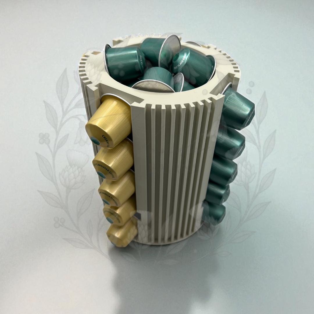 3D Printed Nespresso Pod Holder: 50-Pod Organizer with Optional Lazy Susan & Lid