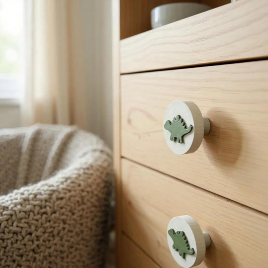 Dinosaur Drawer Pull Set of 6 – Fun Kids Room Decor, Nursery Dino Cabinet Knobs & Handles for Children’s Furniture