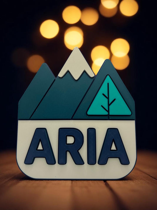 Personalised Scottish Highlands 3D Printed Name Sign - Custom Mountain Wall Decor for Nursery & Office