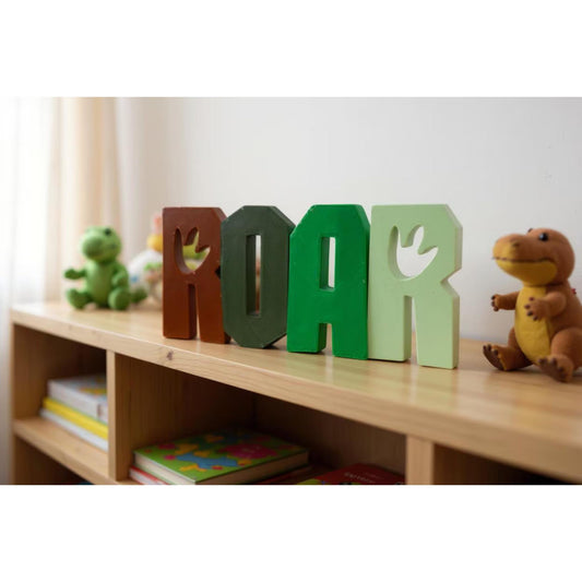 Dinosaur Footprint 3D Printed Shelf Decor for Kids Room, Nursery & Playroom Wall Sign – Roar Dinosaur Theme